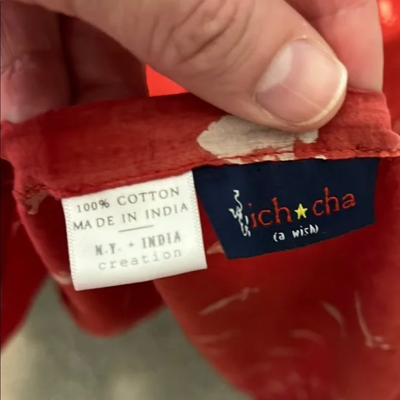 Ich*cha Red and White Patterned Curtain style is Shanti. Block print natural dye - Picture 2 of 10